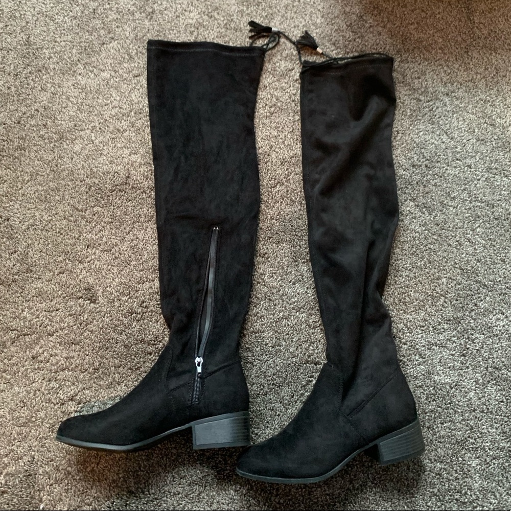 Madden Girl black suede over the knee boots